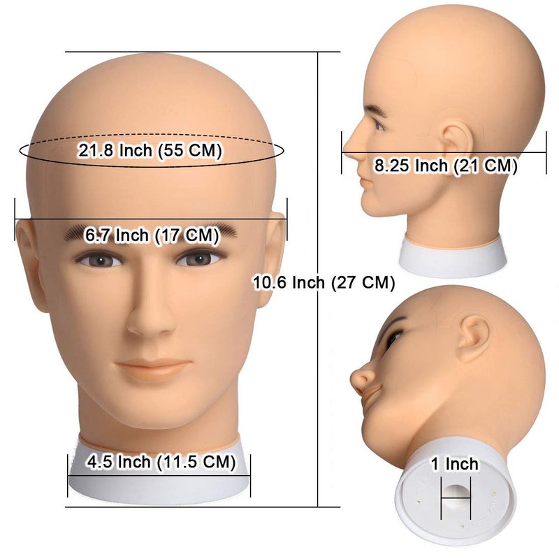 Newshair Bald Mannequin Head Male Wig Head Professional Cosmetology for Wig Making and Display Hat Helmet Glasses or Masks Display Head Model with Free Clamp Stand - Image 4
